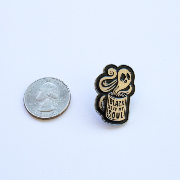 Goth black soul coffee enamel pin - Picture 3 of 3